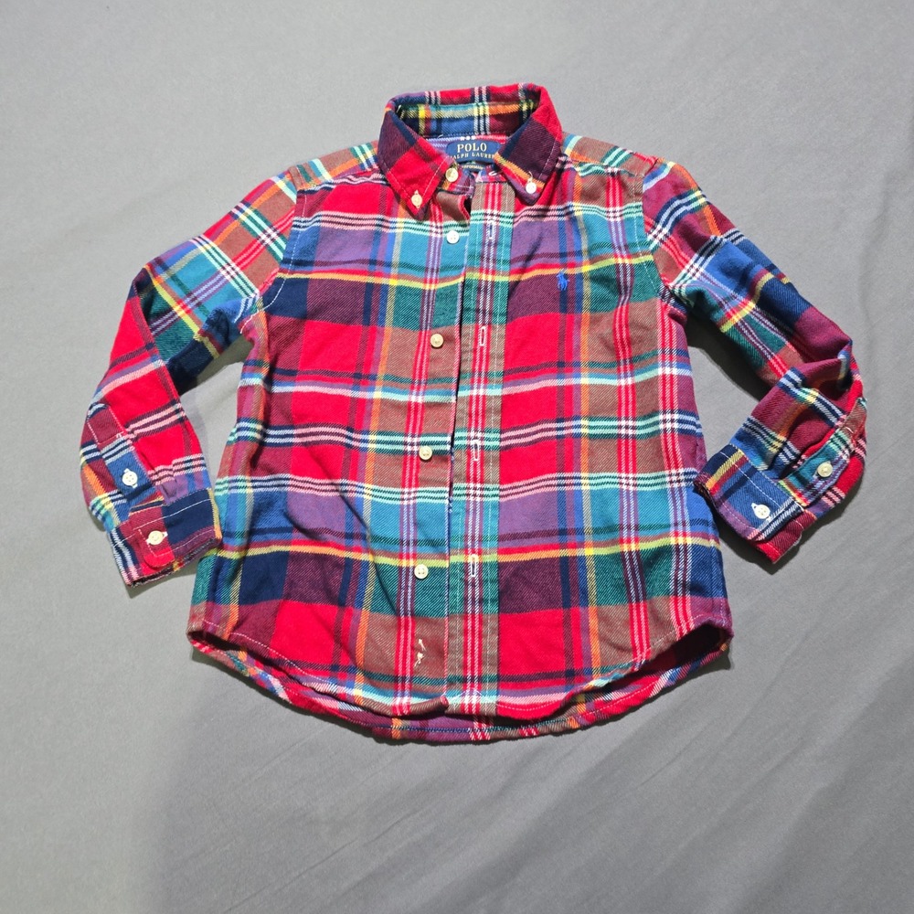 Polo Ralph Lauren Plaid Shirt Kids 4/4T Red Multi Performance Button Down
